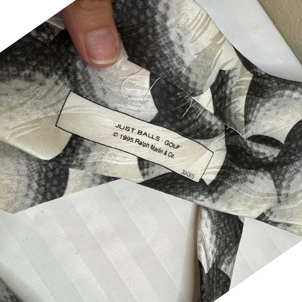 Vintage‎ 1995 Ralph Marlin RM Sport Golf Ball Print Silk Tie Just Balls